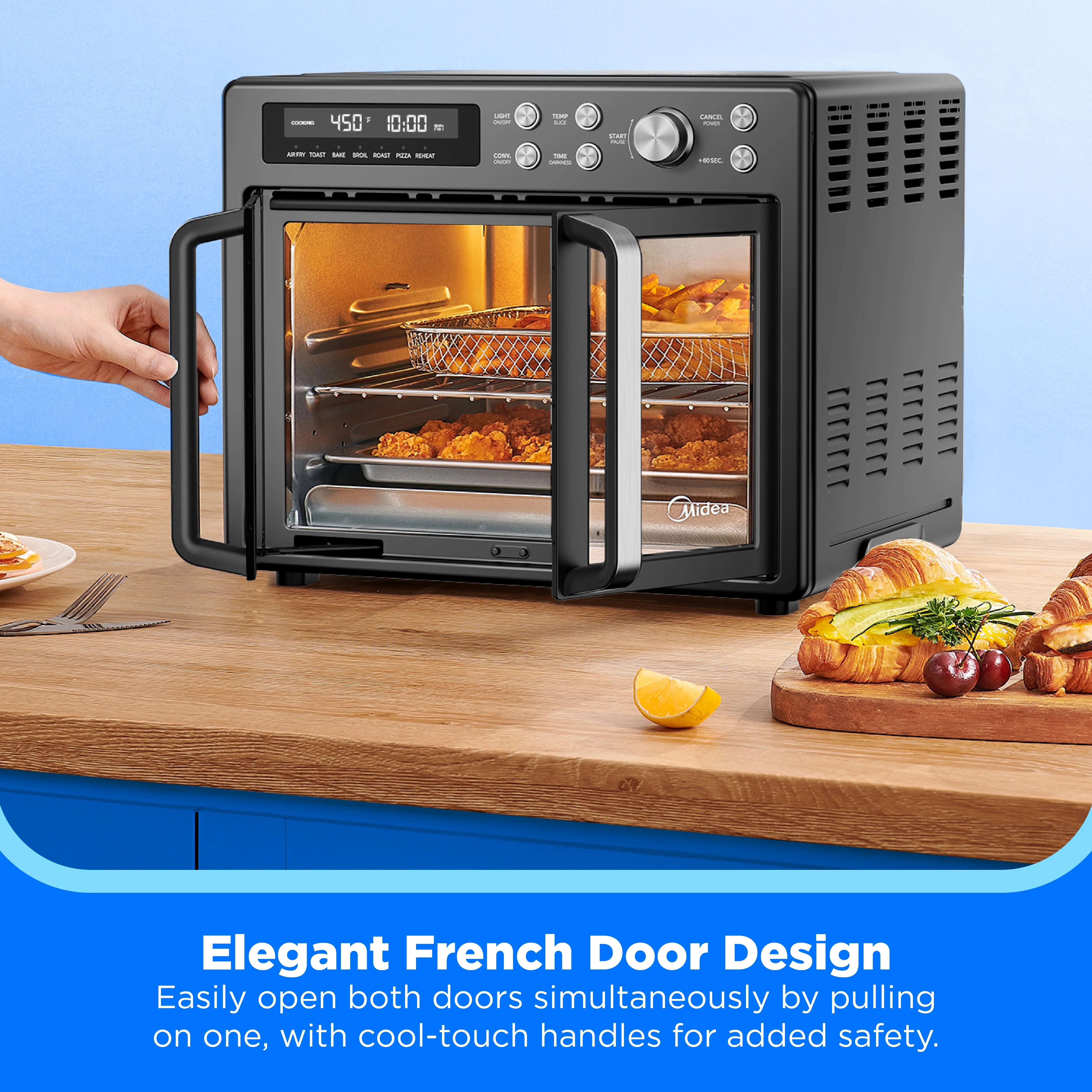 Midea Flexify French Door Air Fryer, Pizza Oven and Toaster Oven, Stainless Steel, New - Image 13