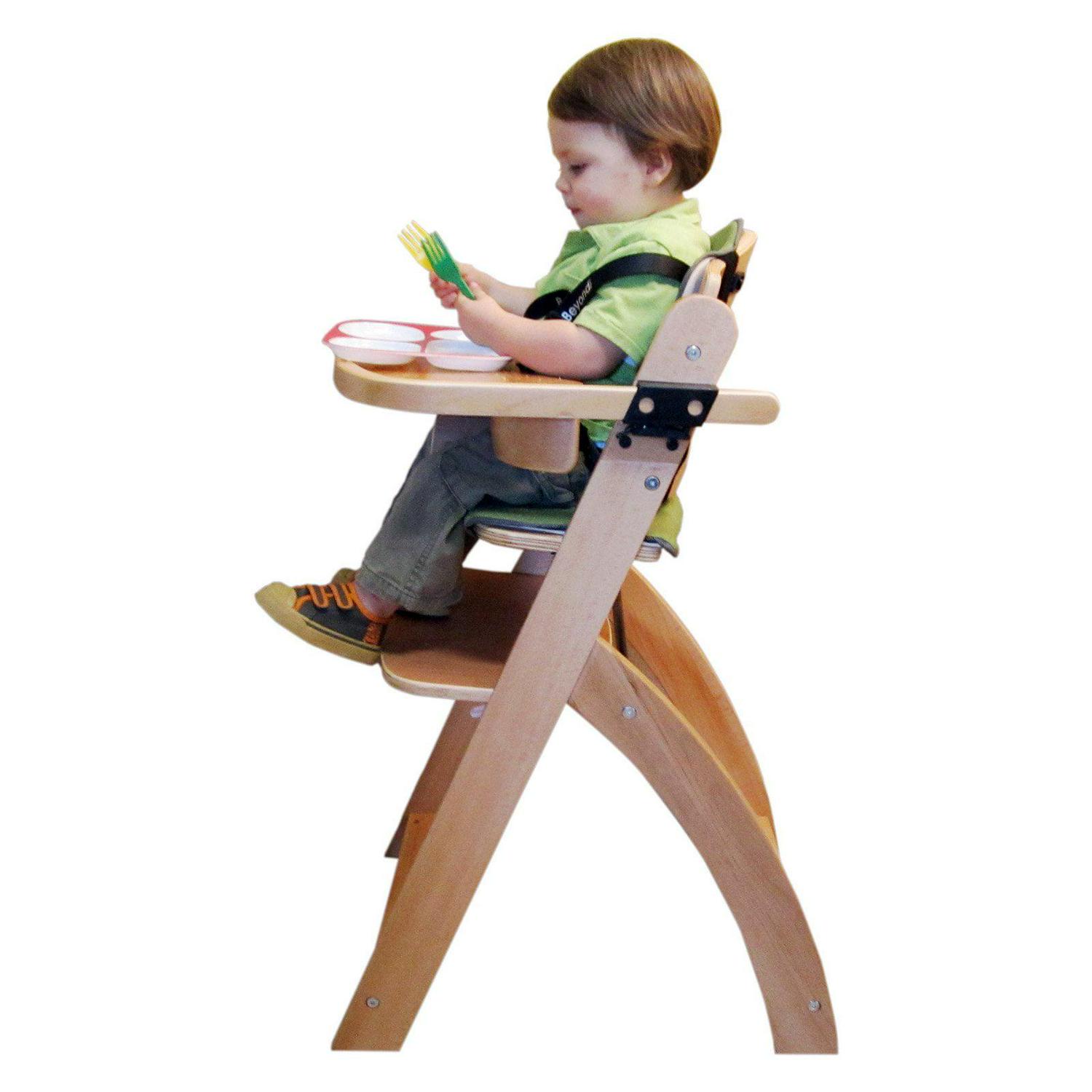Abiie Beyond Wooden High Chair with Tray. The Perfect Adjustable Baby Highchair Solution for Your Babies & Toddlers or as a Dining Chair. (6 Months up to 250 Lb) (Natural Wood - Olive Cushion) - Image 2