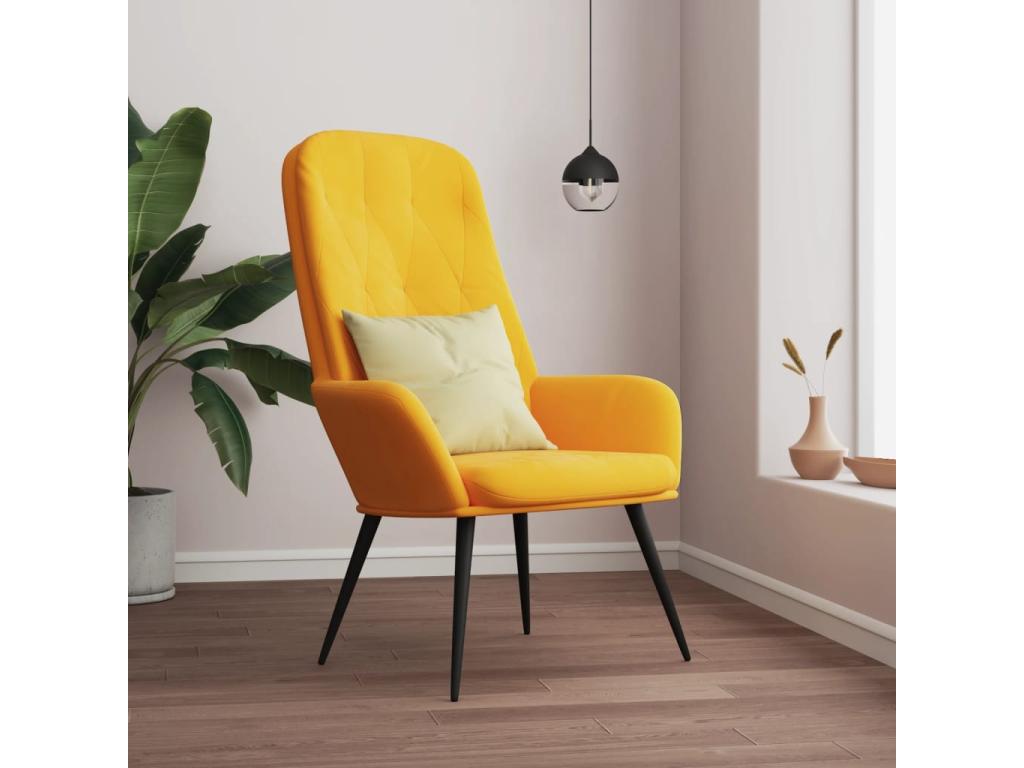 Sillón de Cozetiq de terciopelo amarillo mostaza