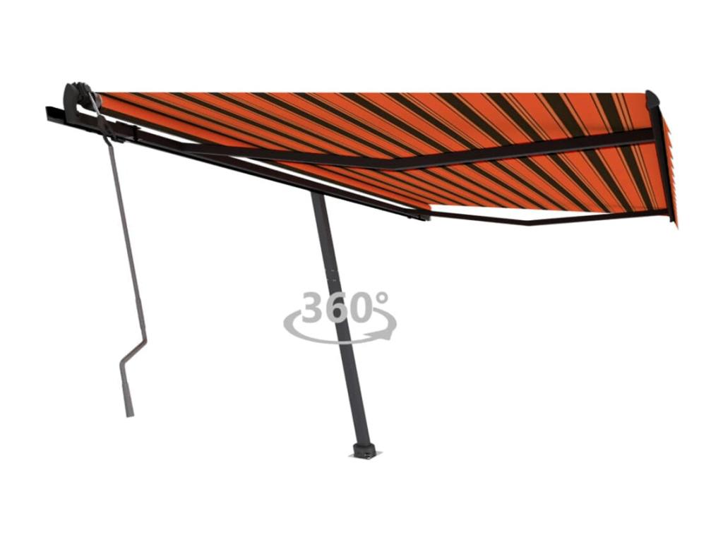 Toldo de pie manual retráctil naranja y marrón 400x350 cm