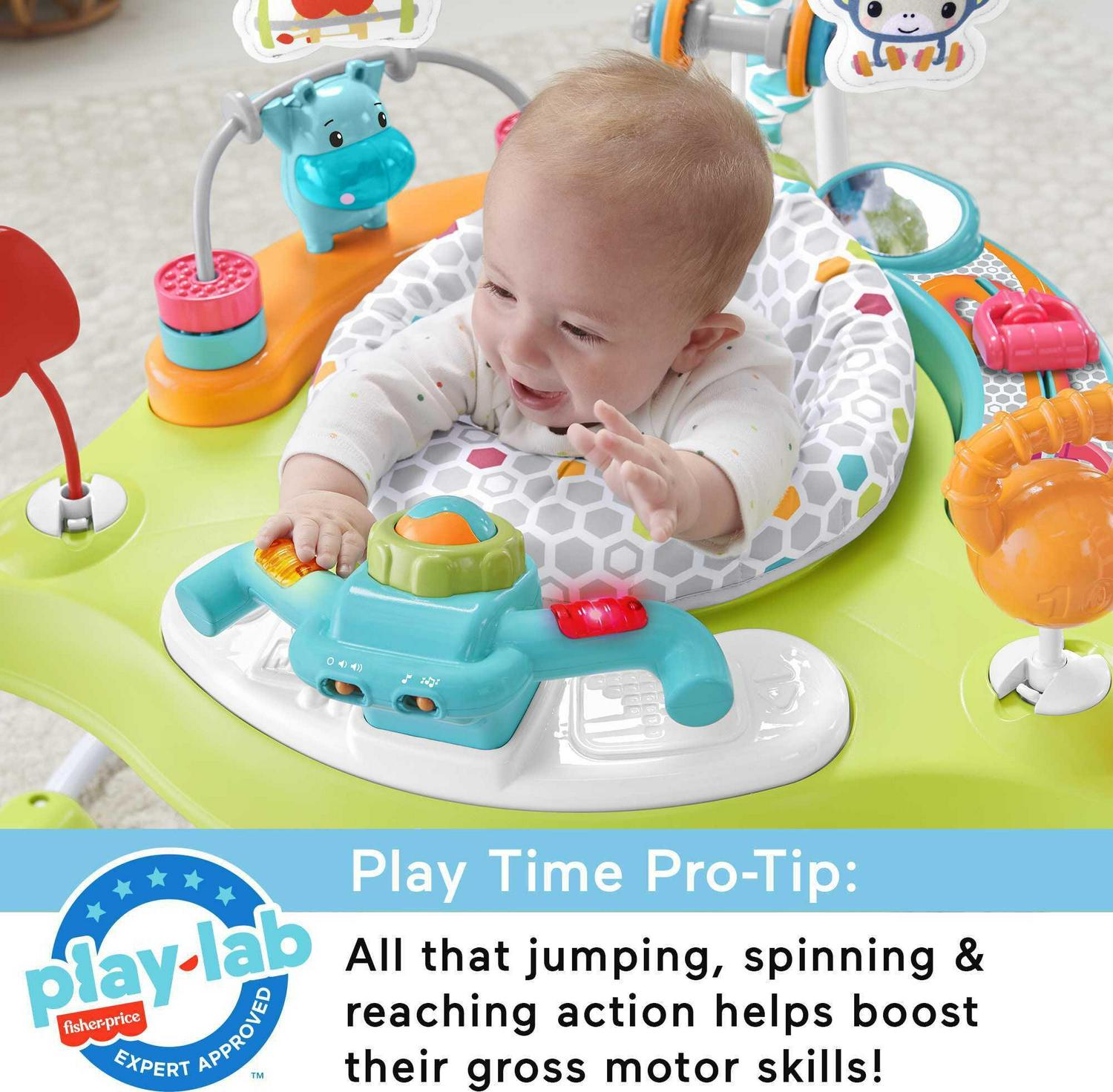 Fisher-Price Baby Bouncer Fitness Fun Folding Jumperoo Infant Activity Center with Lights & Music. Unisex - Image 5