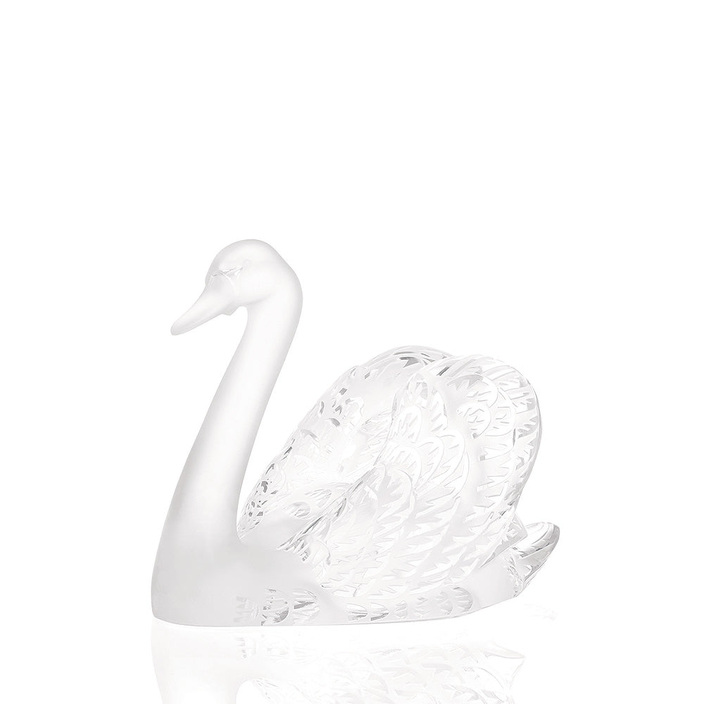 SCULPTURE CYGNE TÊTE HAUTE - CRISTAL INCOLORE