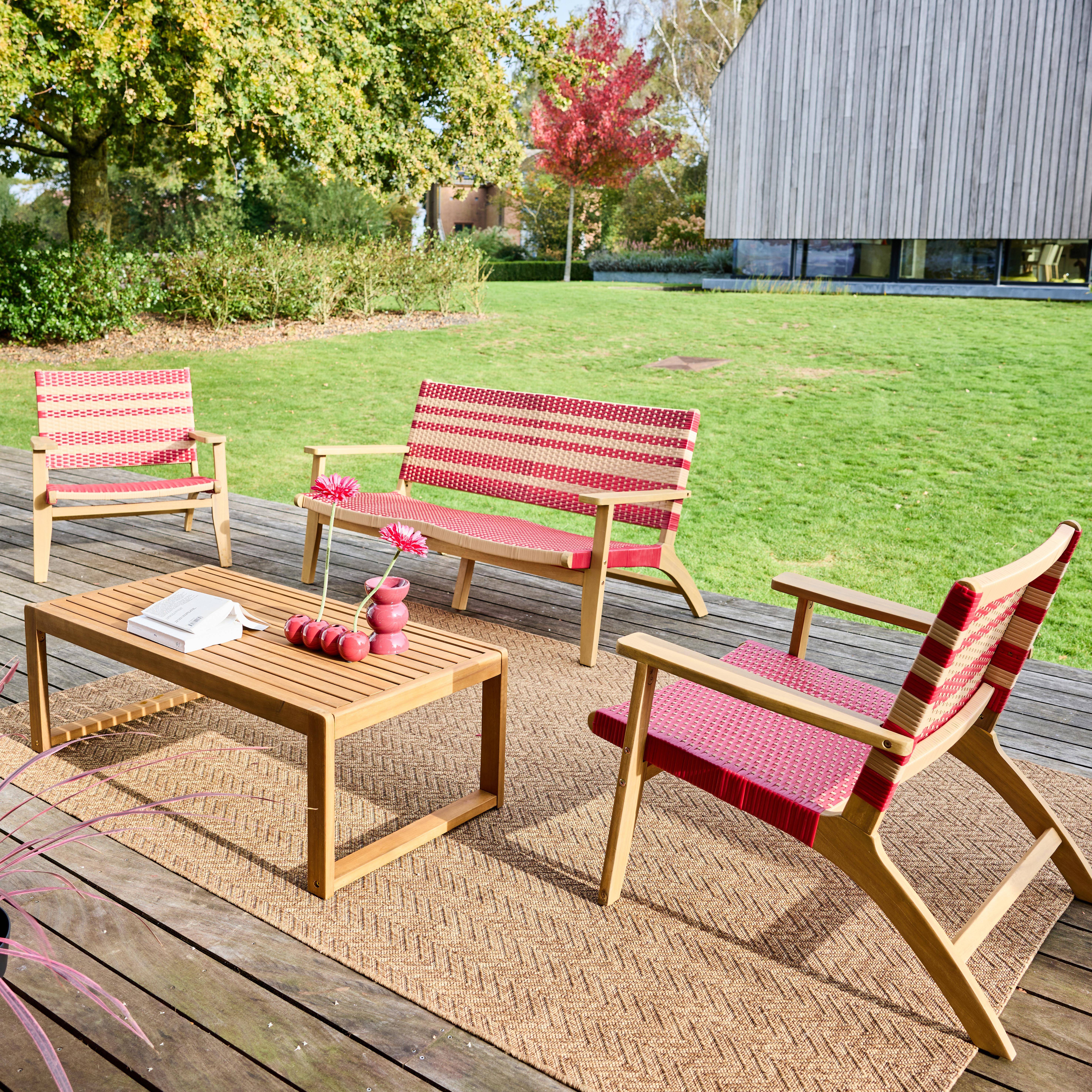 Goa - Conjunto de jardín de madera de acacia y resina, 4 plazas