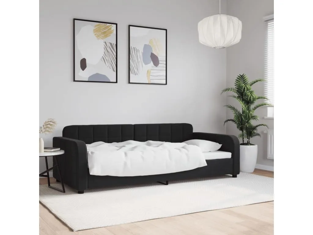 Sofá cama sin colchón terciopelo negro 90x200 cm