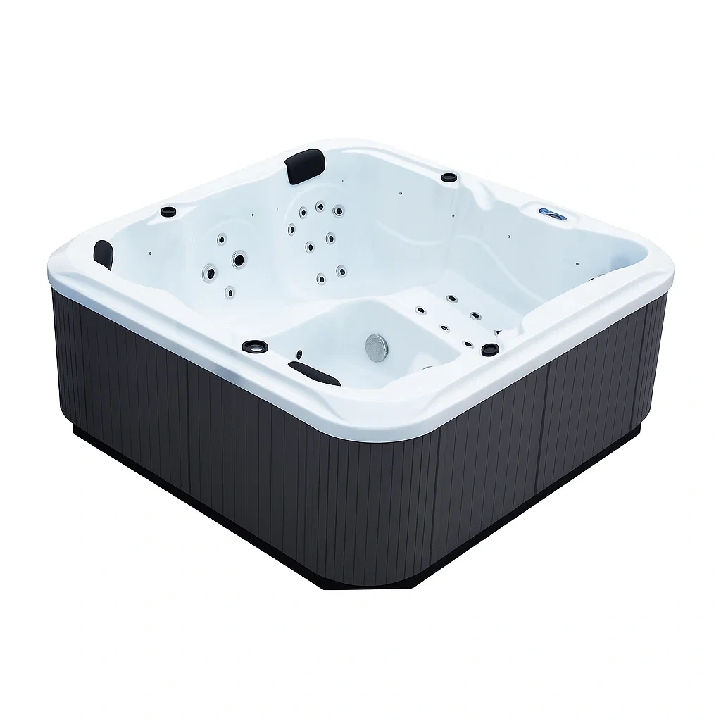 Spa de hidromasaje de 3 plazas blanco y gris antracita con cubierta,34 chorros,Ancho 210 x Prof, 155 x Alt, 78 cm - DAxTVrk107BX