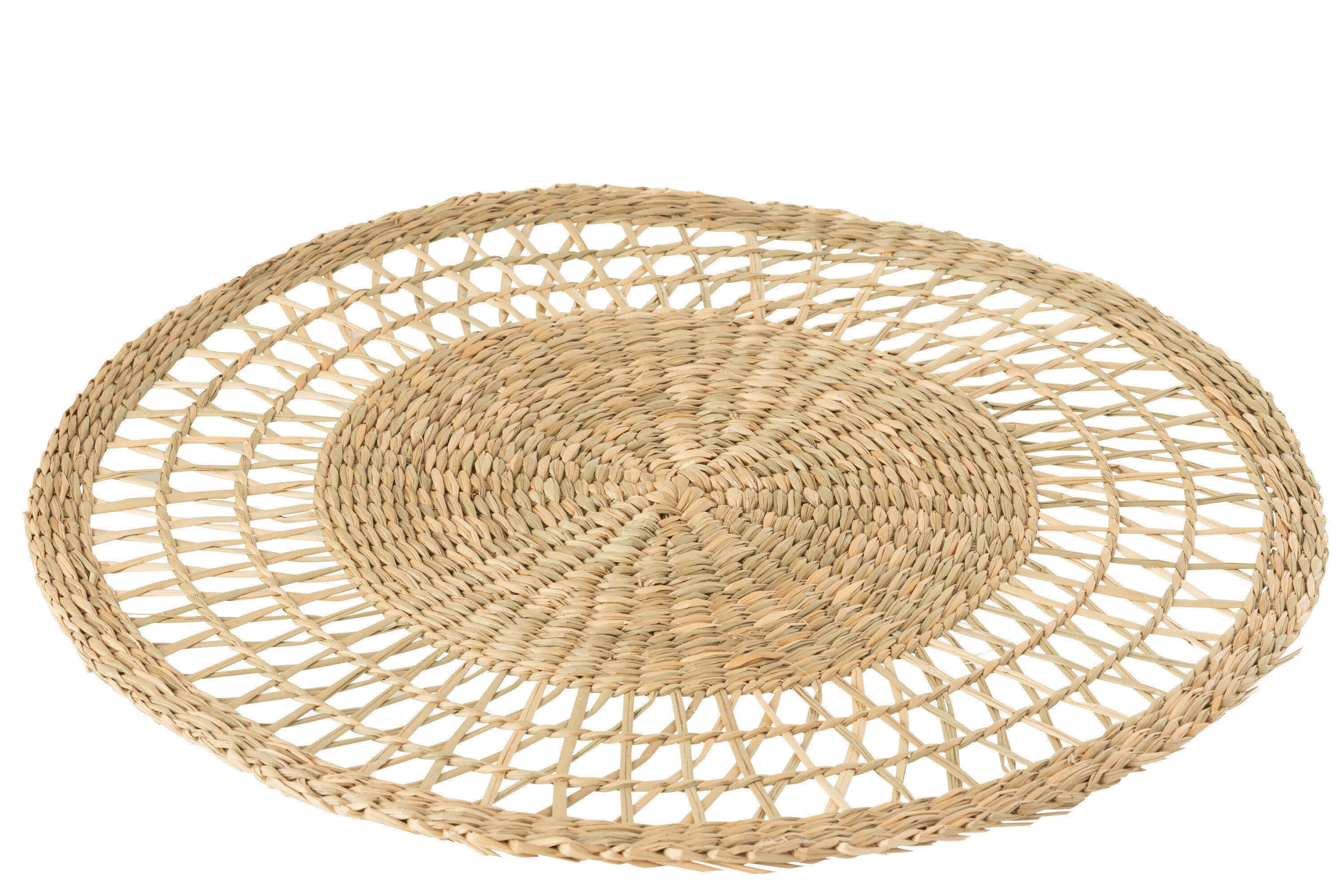 J-Line onderlegger Rond - zeegras - naturel - 6 stuks