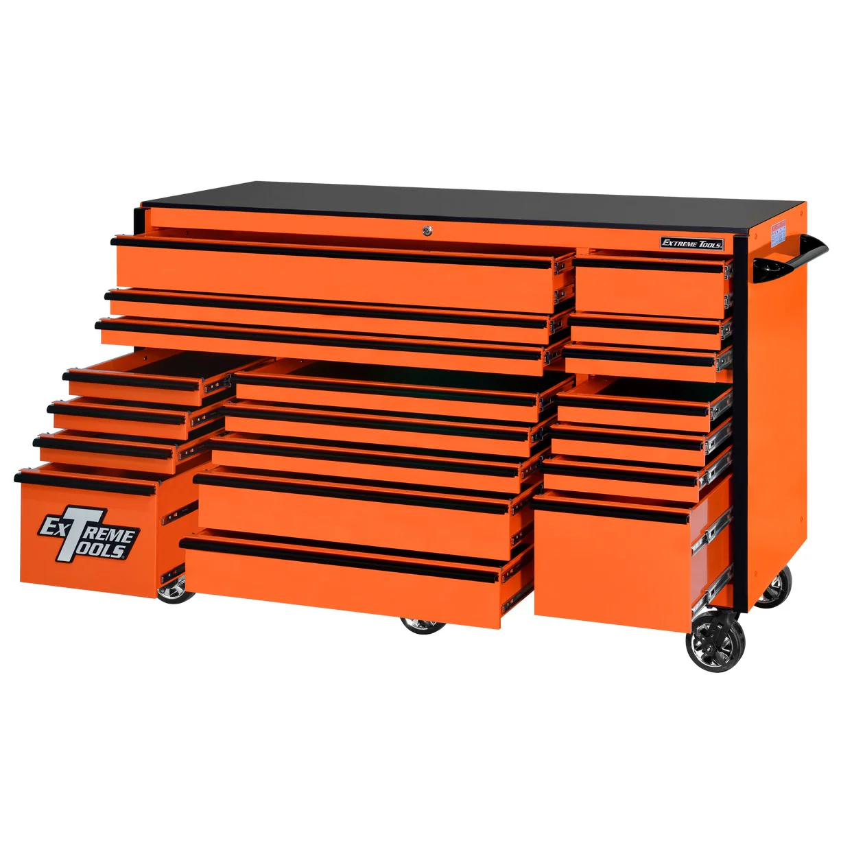 Extreme Tools RX250 Series 72-in x 30-in Roller Cabinet – 19-Drawer – 250 lb Drawer Slides