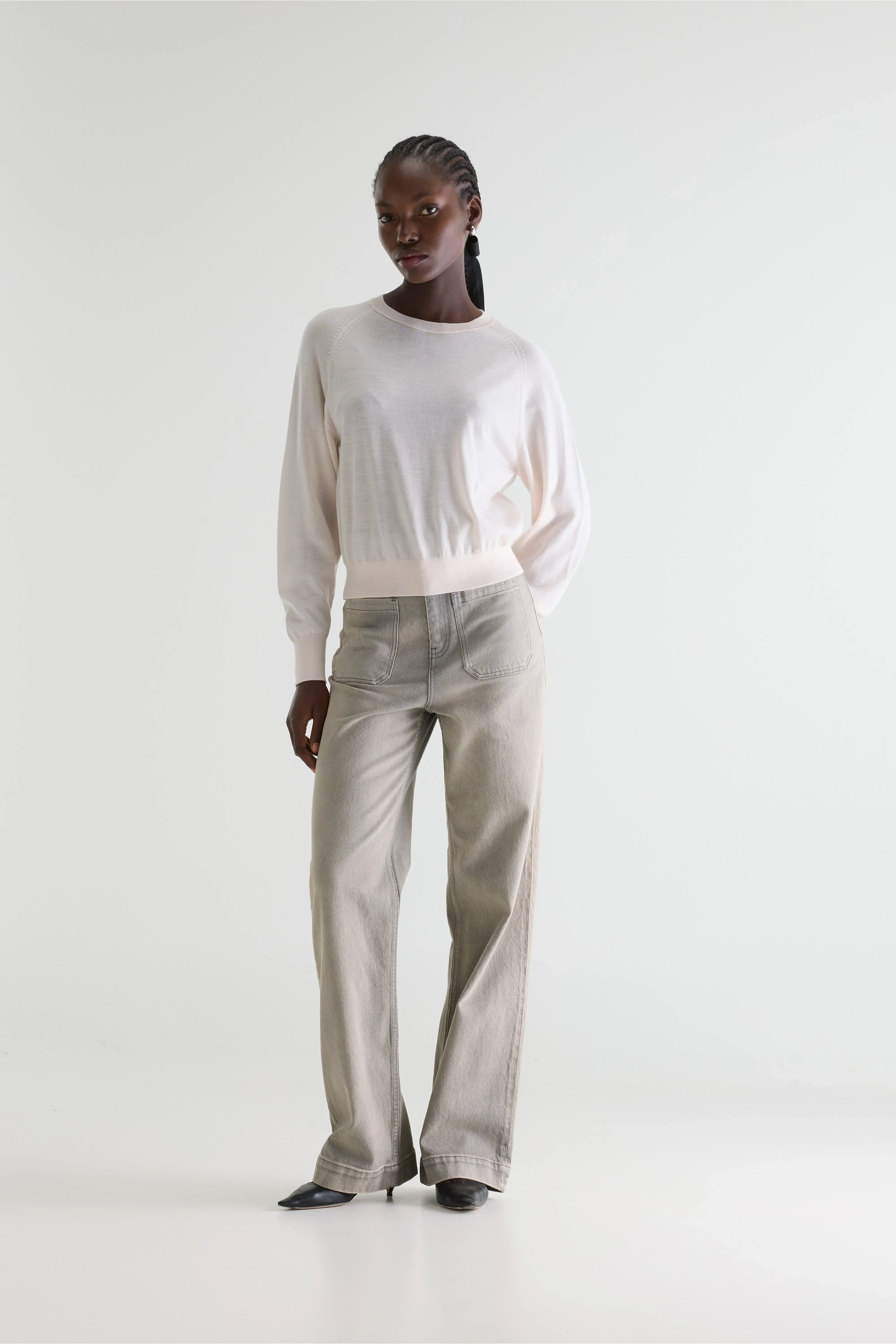 Bellerose Delen classic crewneck ivory white sweater (252 / W / IVORY)