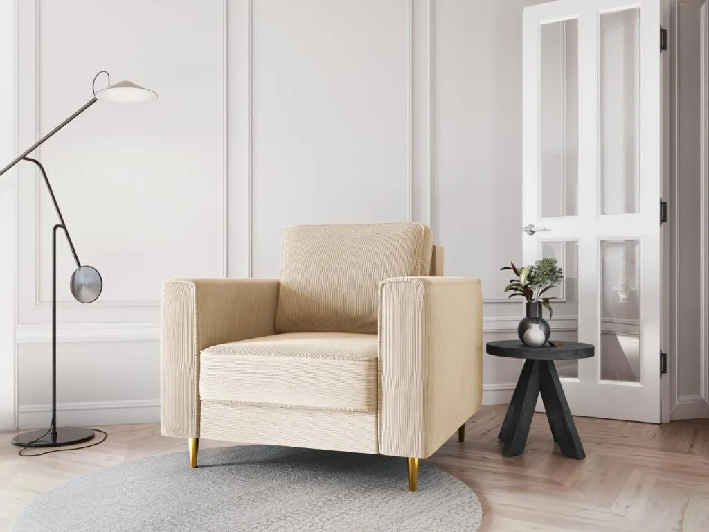 Sillón Quietena de pana beige - 98x97x88cm