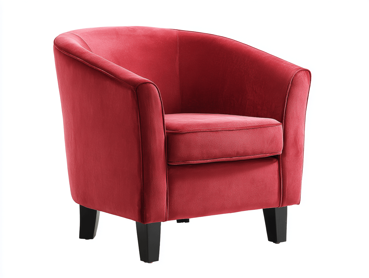 Sillón tapizado – terciopelo rojo – patas negras estilo contemporáneo