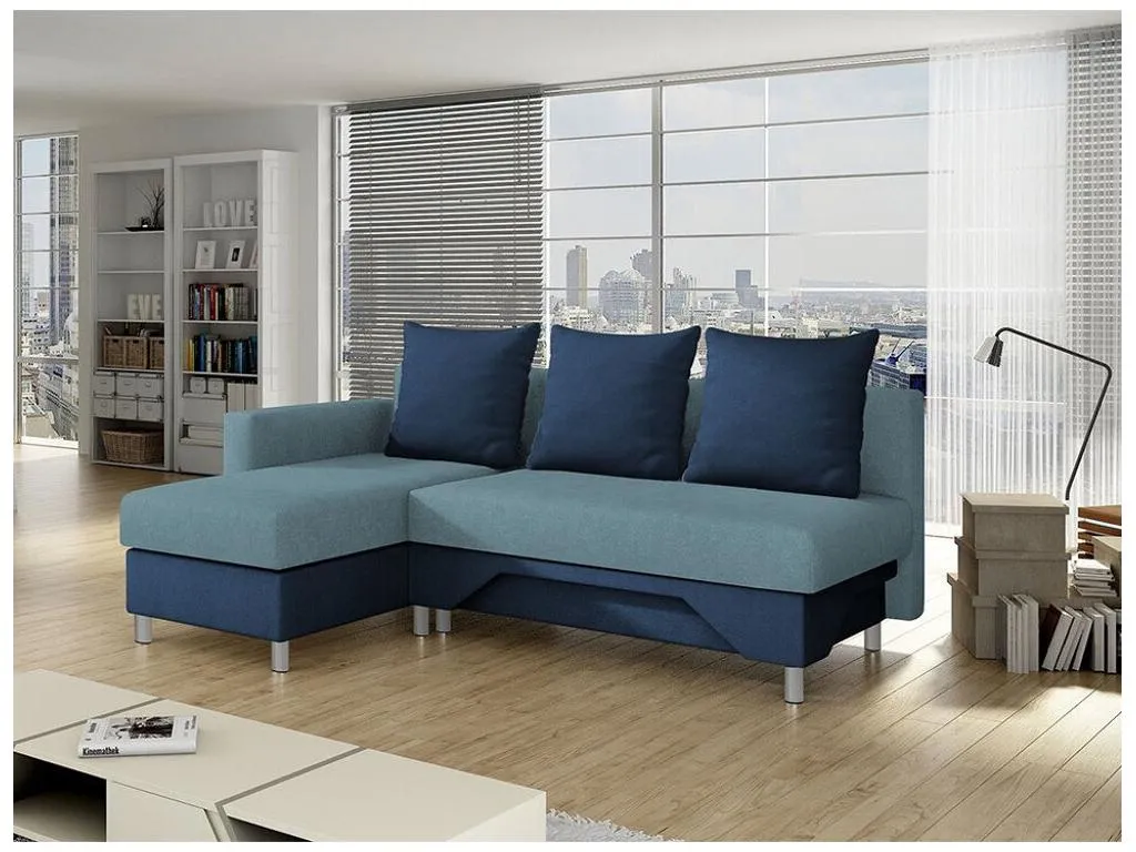 Sofá rinconero Decoesp 100 Azul Función de descanso Caja de ropa de cama 215x133x95cm ZUYZ44884