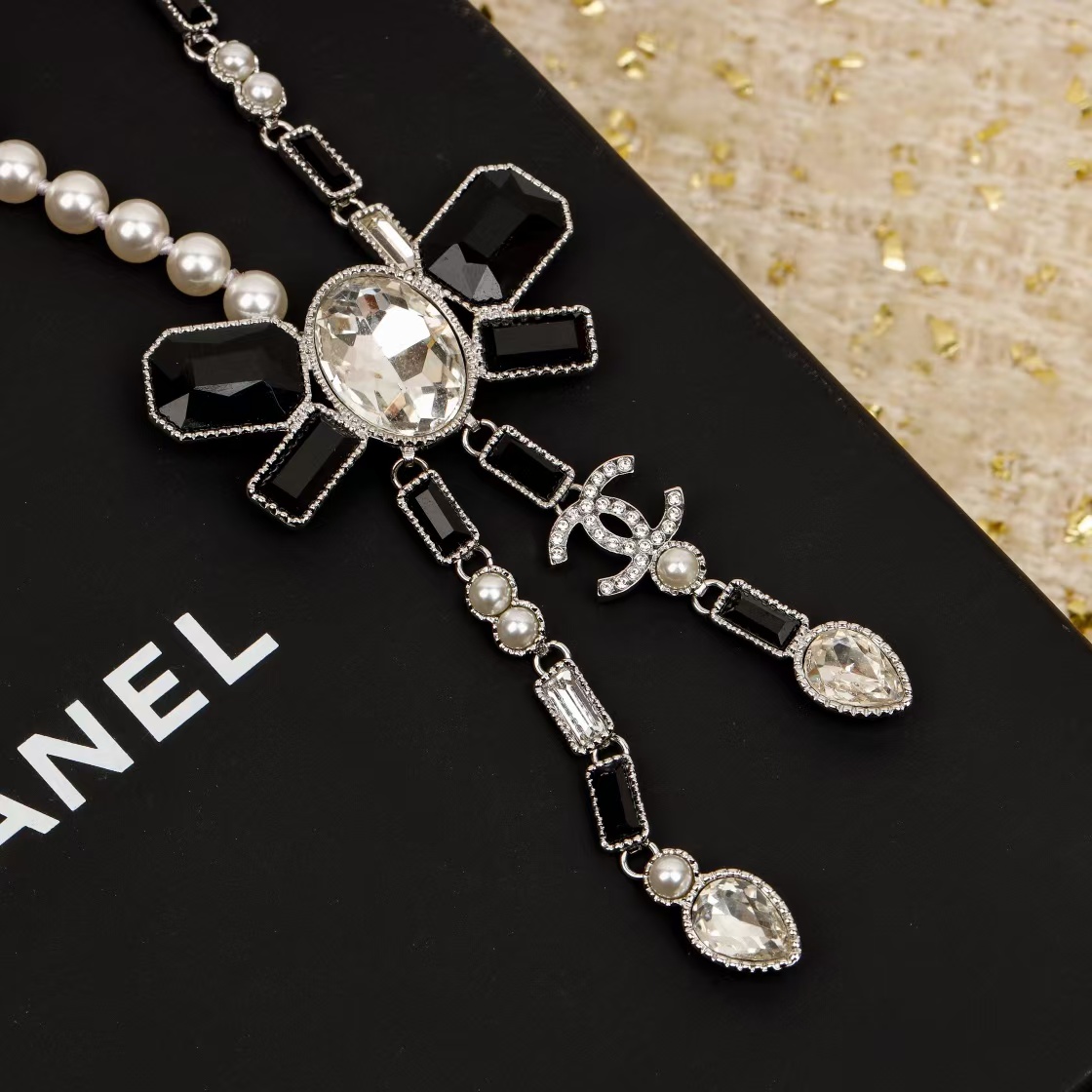 Chanel Black Bow Knot Pendant Necklace - Original Replica Club