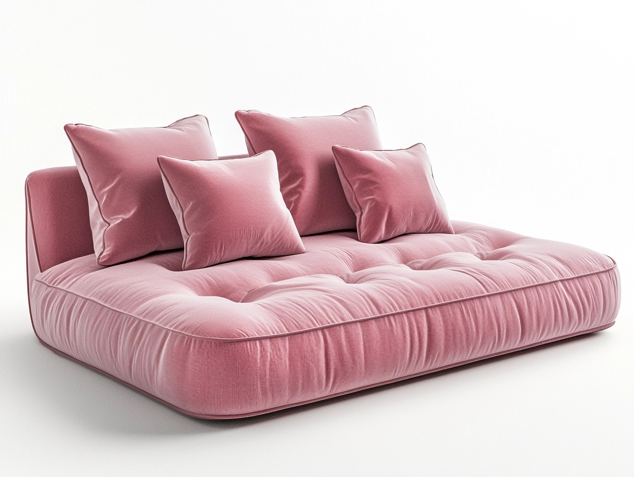 Sofá cama tapizado en terciopelo rosa de 180x120 cm para sala de estar estilo moderno multifuncional mn2258952