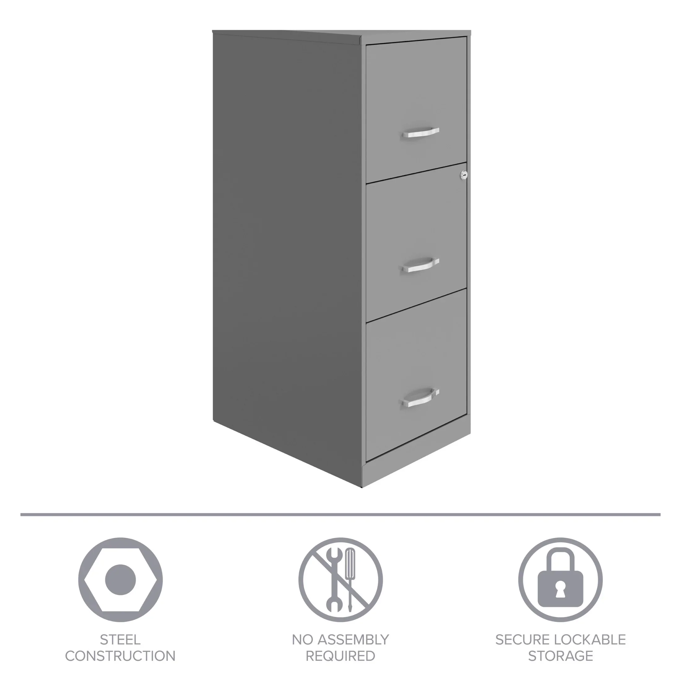 Space Solutions 18" Deep 3 Drawer Smart Letter Width Vertical File Cabinet, Navy