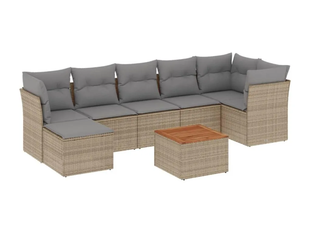 Juego de sofás jardín con cojines beige mezcla 8 piezas ratán PE 90689KSYY