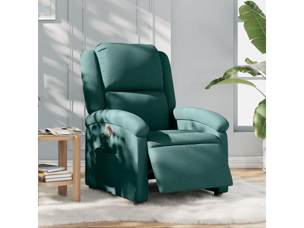 Sillón reclinable eléctrico tela verde oscuro