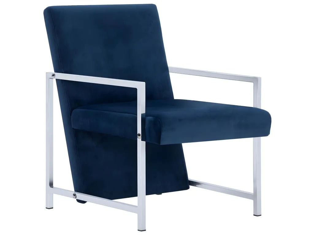 Sillón con patas cromadas Terciopelo Azul