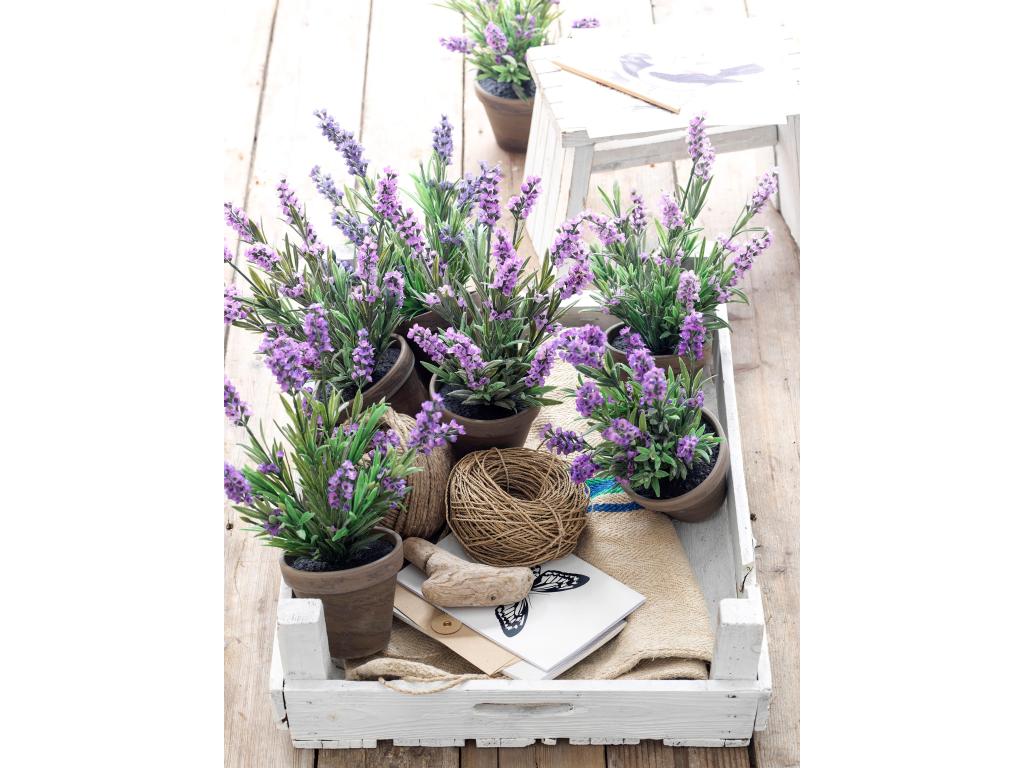 Planta artificial de Poliéster y terracota - 33 x Ø20 - Azul - LAVENDER