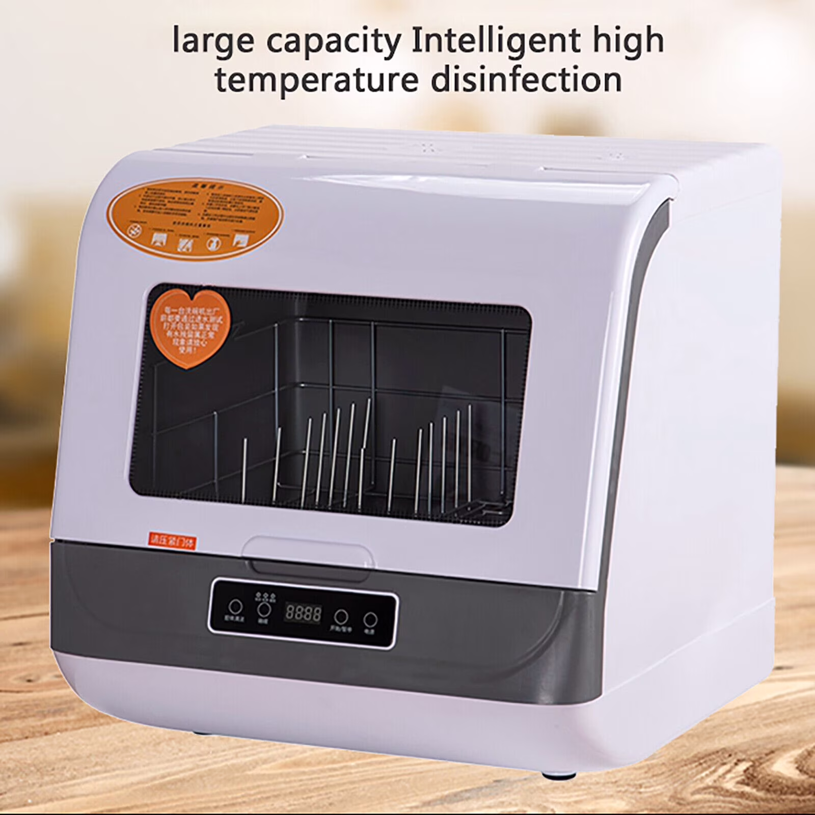 110V 800W Countertop Dishwasher - Stainless Steel, 3 Wash Modes + Fruit Wash, Touch Control, Space - Saving, Ideal for Small Kitchens Rvs