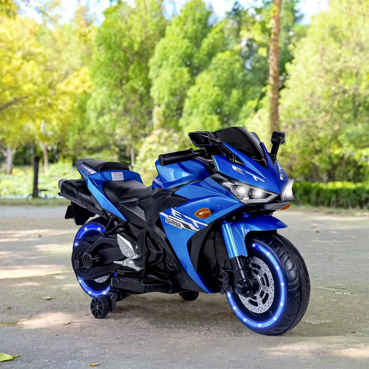 2 Seats Electric Dirt Bike Motorcycle for Kid 3-8, 12V Kids Motorcycle with Manual Throttle, Lighting Wheels, Music Function, Max Load 99LB (Blue) - Image 2