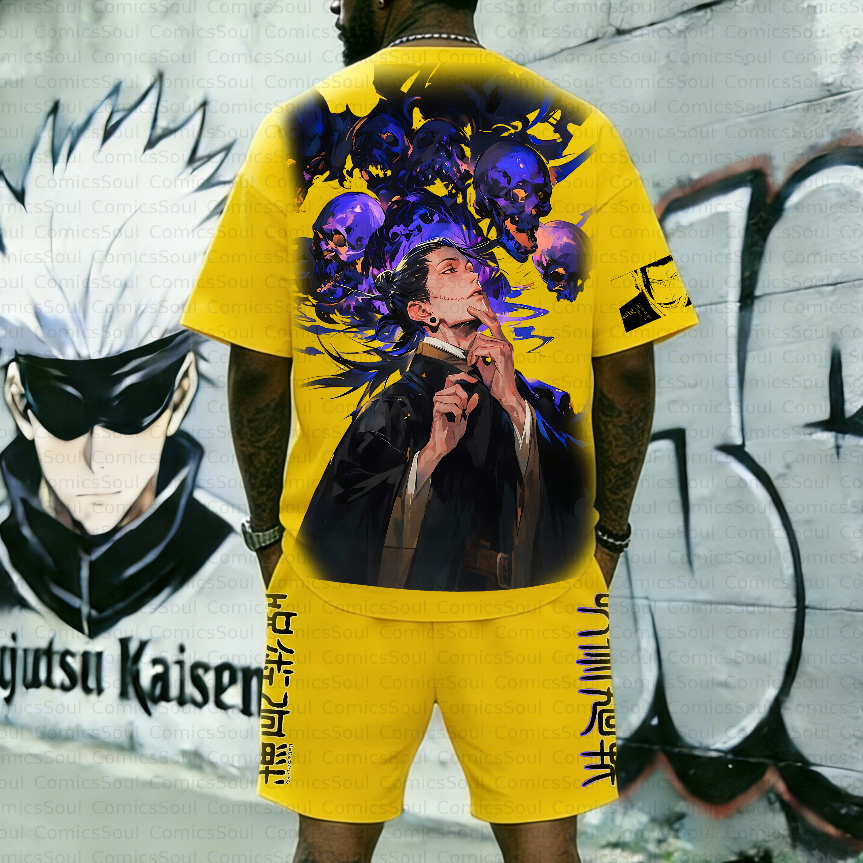 Unisex Anime Inspired Vintage T-shirt& Shorts 2 Pieces Set
