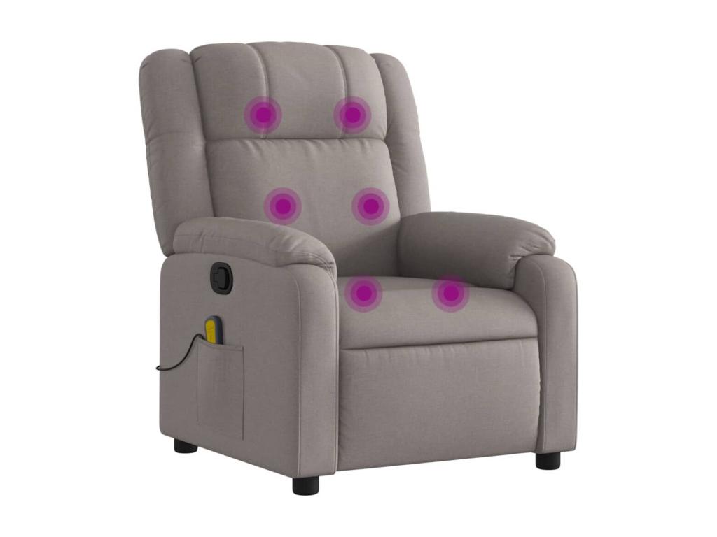 Sillón de masaje reclinable de tela gris taupé