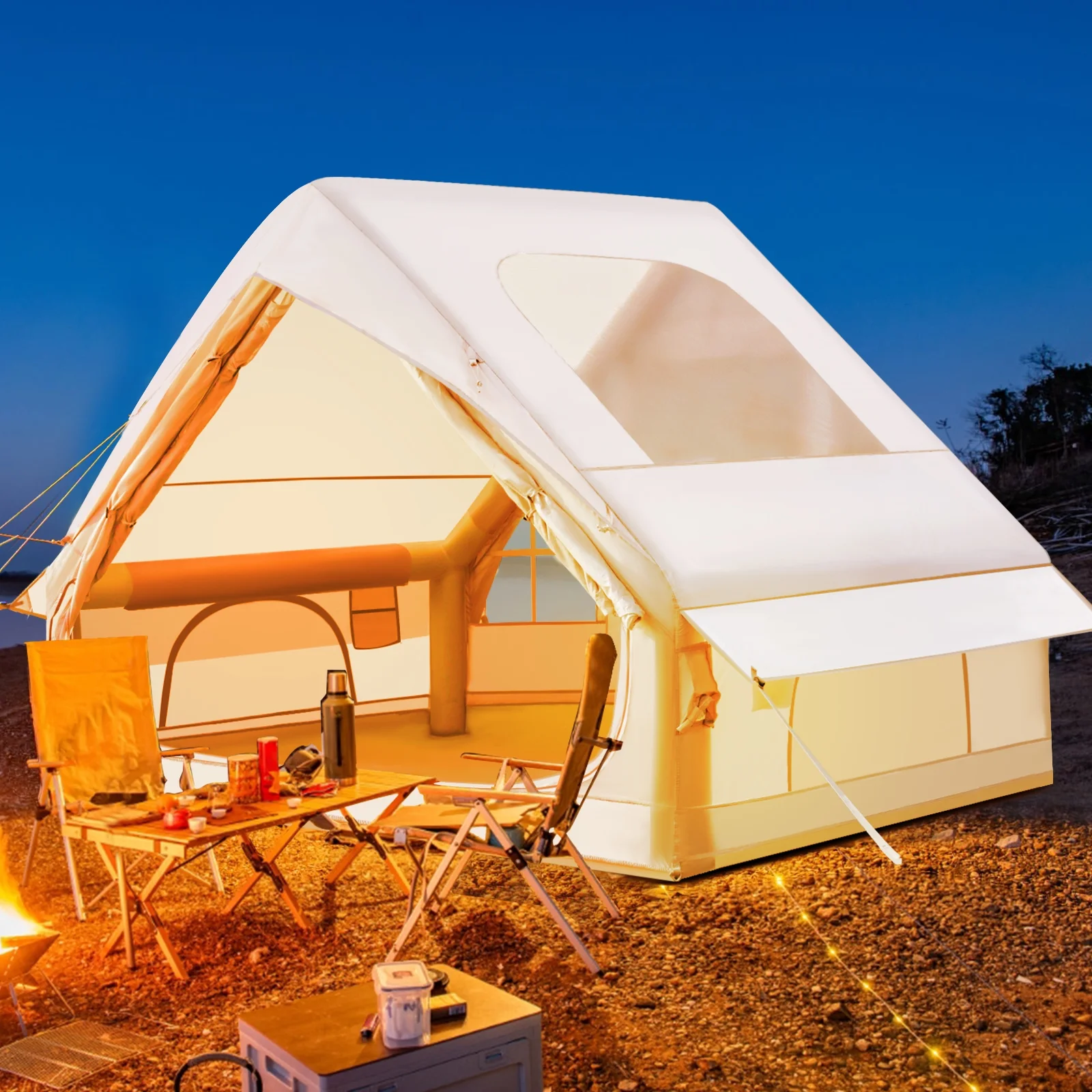 Gaonala 4-6 Person Inflatable Camping Tent with Pump Quick Setup 4-Season Family Tent Waterproof Windproof 420D Oxford Fabric - Image 23
