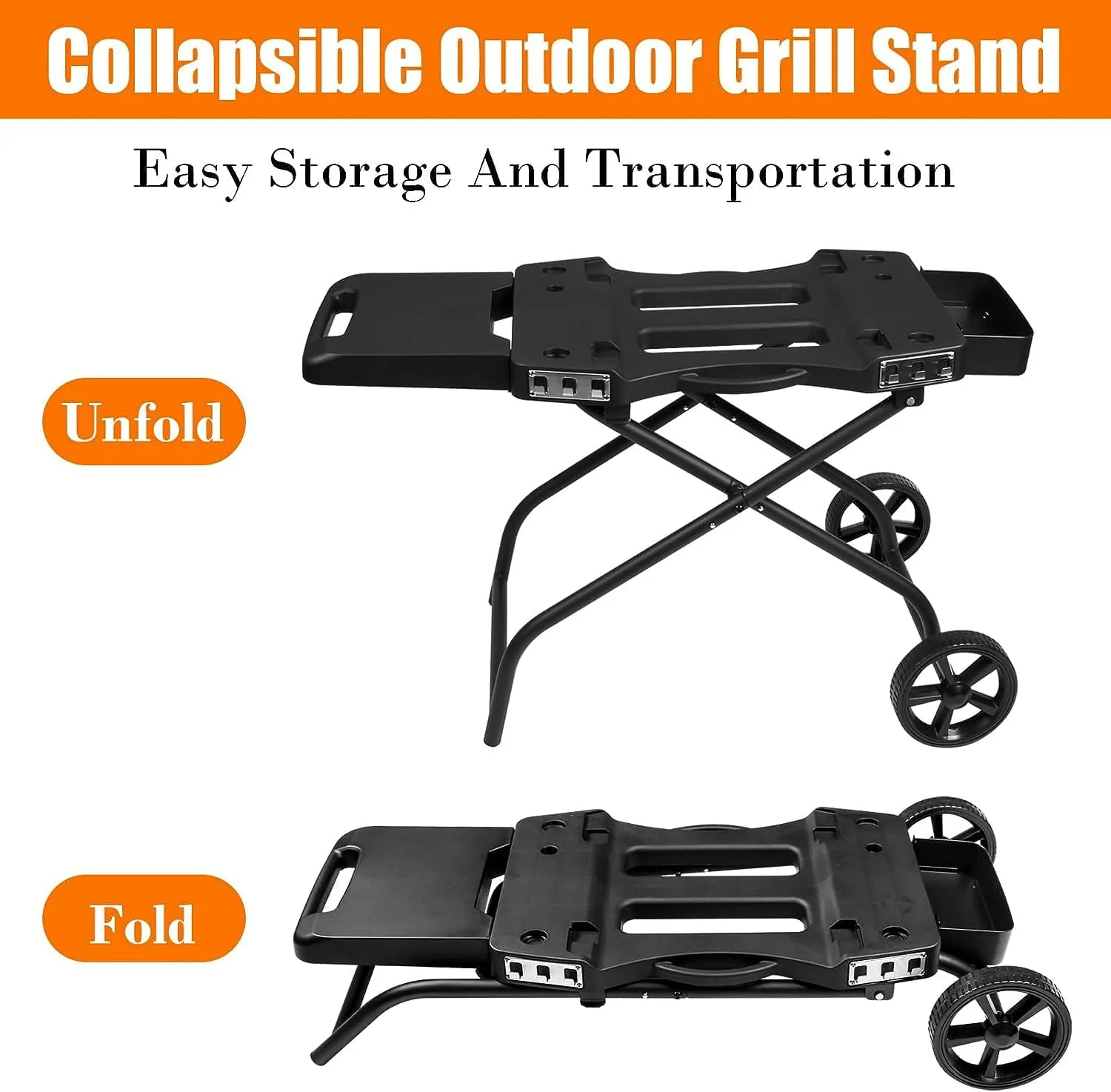 Hisencn Grill Stand for Ninja Woodfire Grill,Grill Cart,Collapsible Outdoor Grill Stand Fit for Ninja Woodfire Outdoor Grill(Ninja OG701),Traeger Ranger,Pit Boss 10697,10724,22" Blackstone Griddle - Image 8