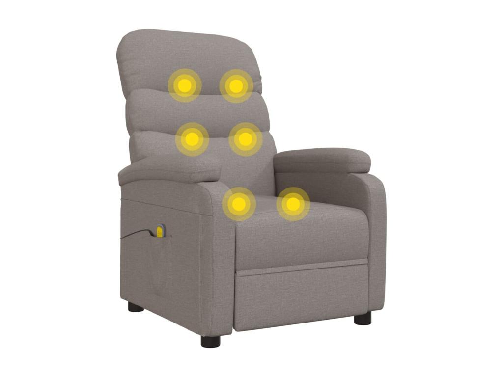 Sillón de masaje reclinable de tela gris taupé