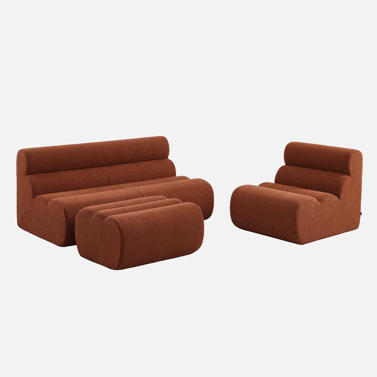 Nova borreguito - Sofá modular de borreguito con reposapiés, 3 plazas