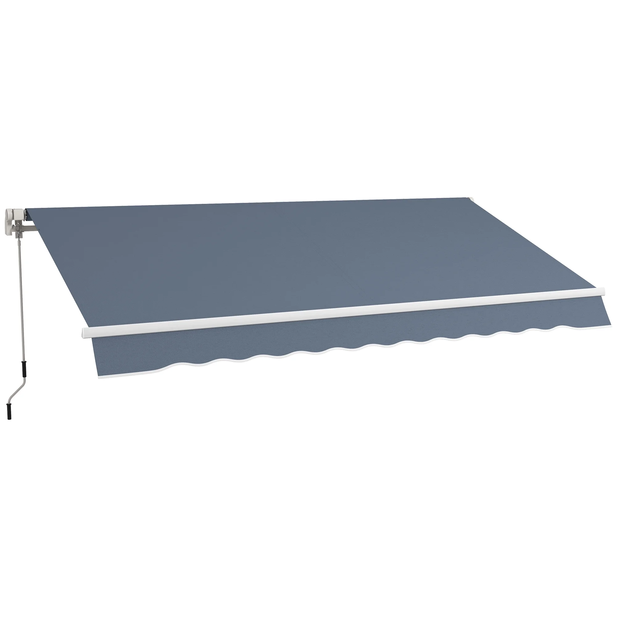 Outsunny 12' x 10' Manual Retractable Awning Outdoor Sunshade Shelter for Patio, Balcony, Yard, with Adjustable & Versatile Design, Beige and White - Image 42
