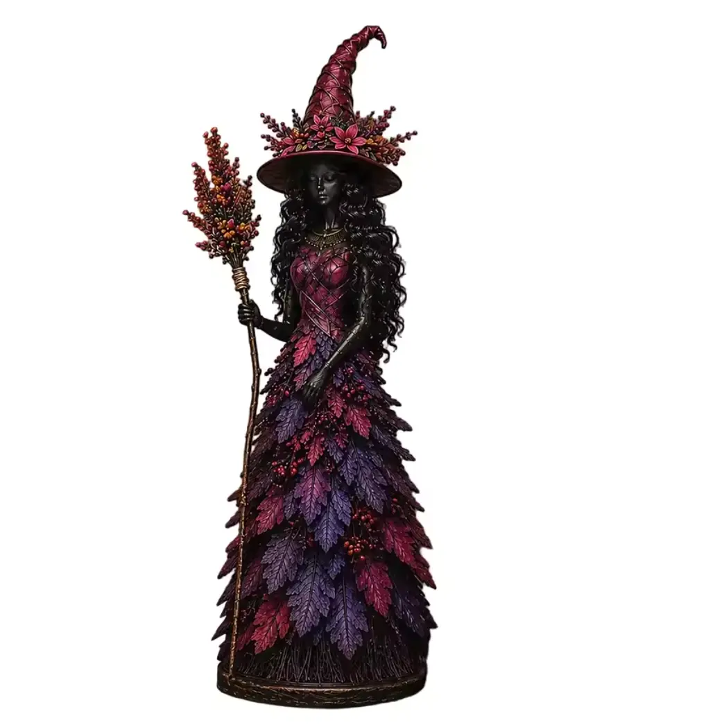 LeafWitch™ Autumn Figurine - Handcrafted Leaf & Berry Witch Statue - Image 6 LeafWitch™ Autumn Figurine - Handcrafted Leaf & Berry Witch Statue - Image 6
