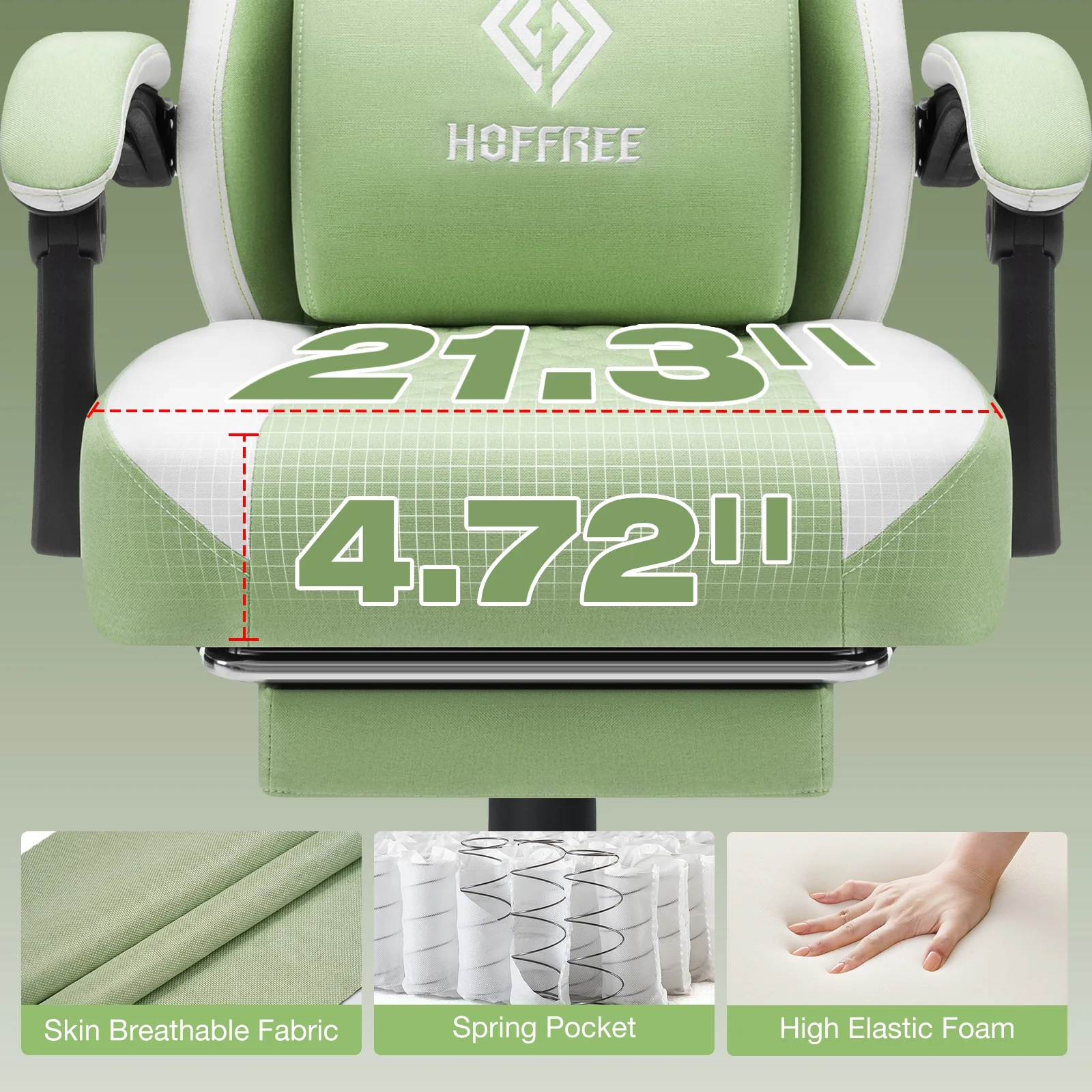 Hoffree Gaming Chair with Massage Fabric Office Chair with footrest for Adults, Ergonomic Gamer Chair with Headrest and Lumbar Support for Office Gaming, 440 LBS - Image 23