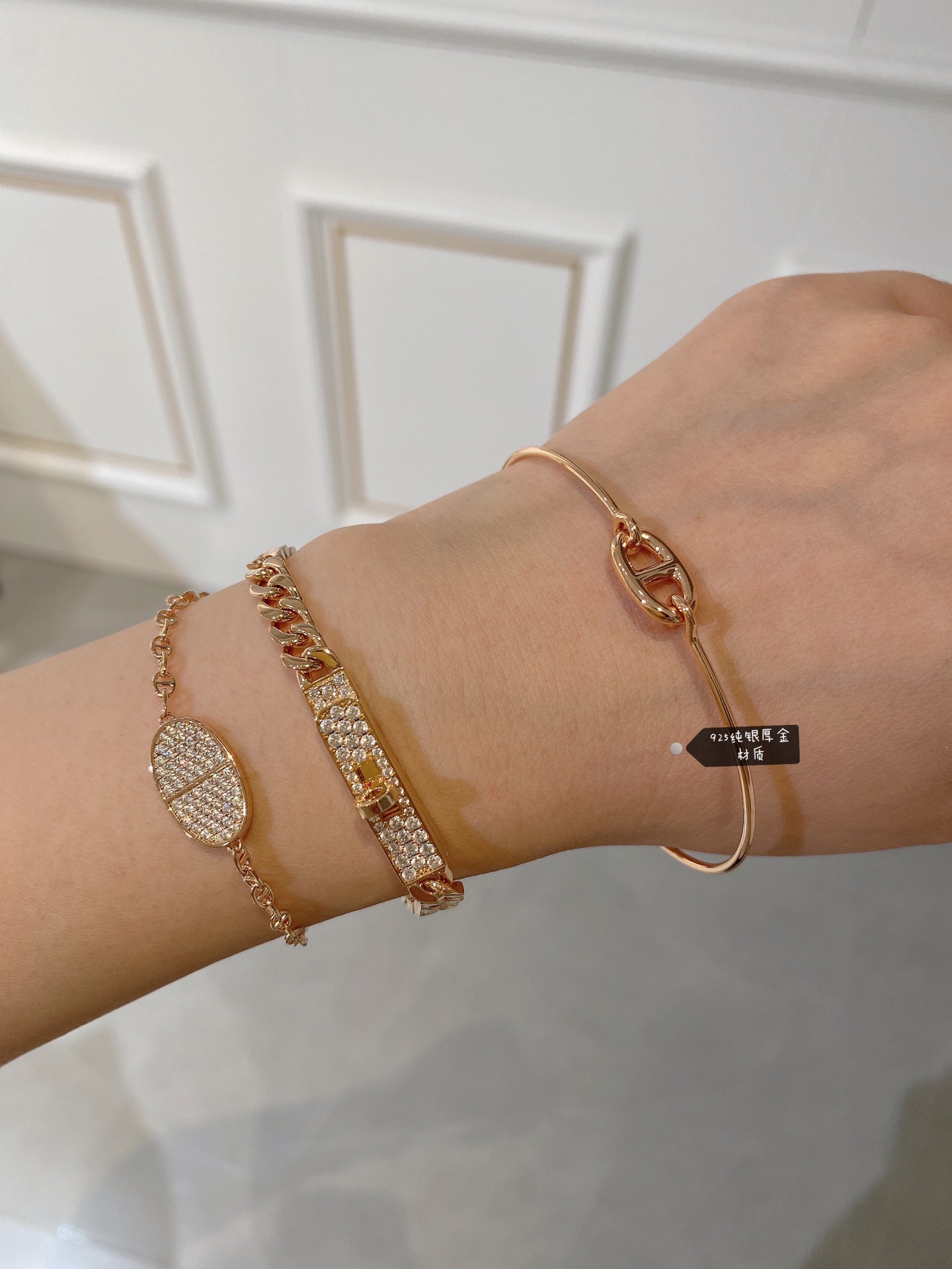 Hermes New Diamond Paved Pig Nose Bracelet - Original Replica Club