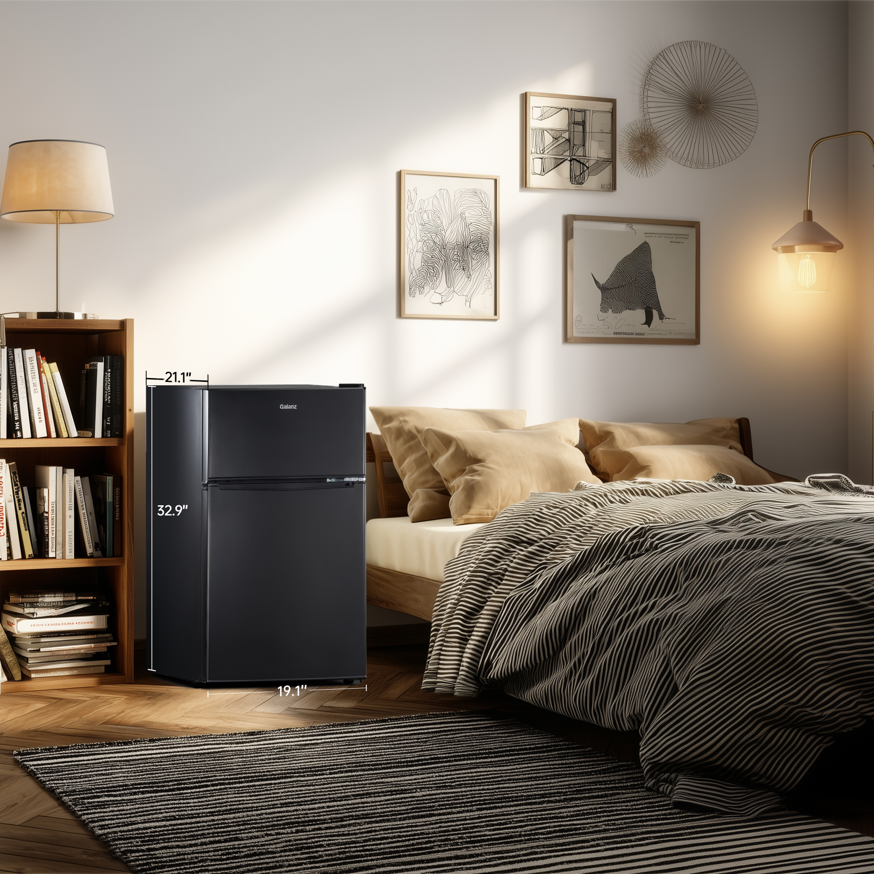 Galanz 3.1 Cu ft Two Door Mini Fridge, Black, New - Image 5