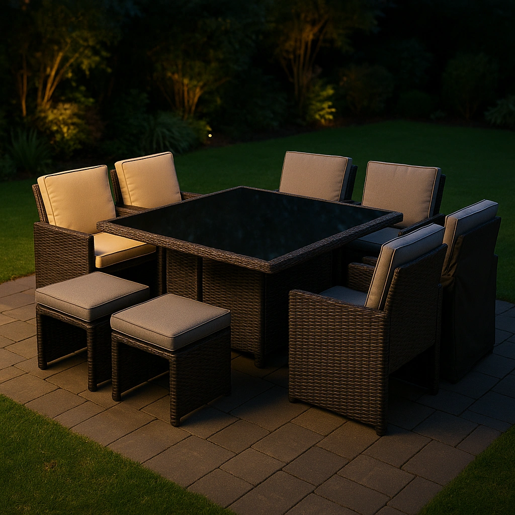 Conjunto de jardín de exterior de ratán gris claro - EDSsiOP368zY