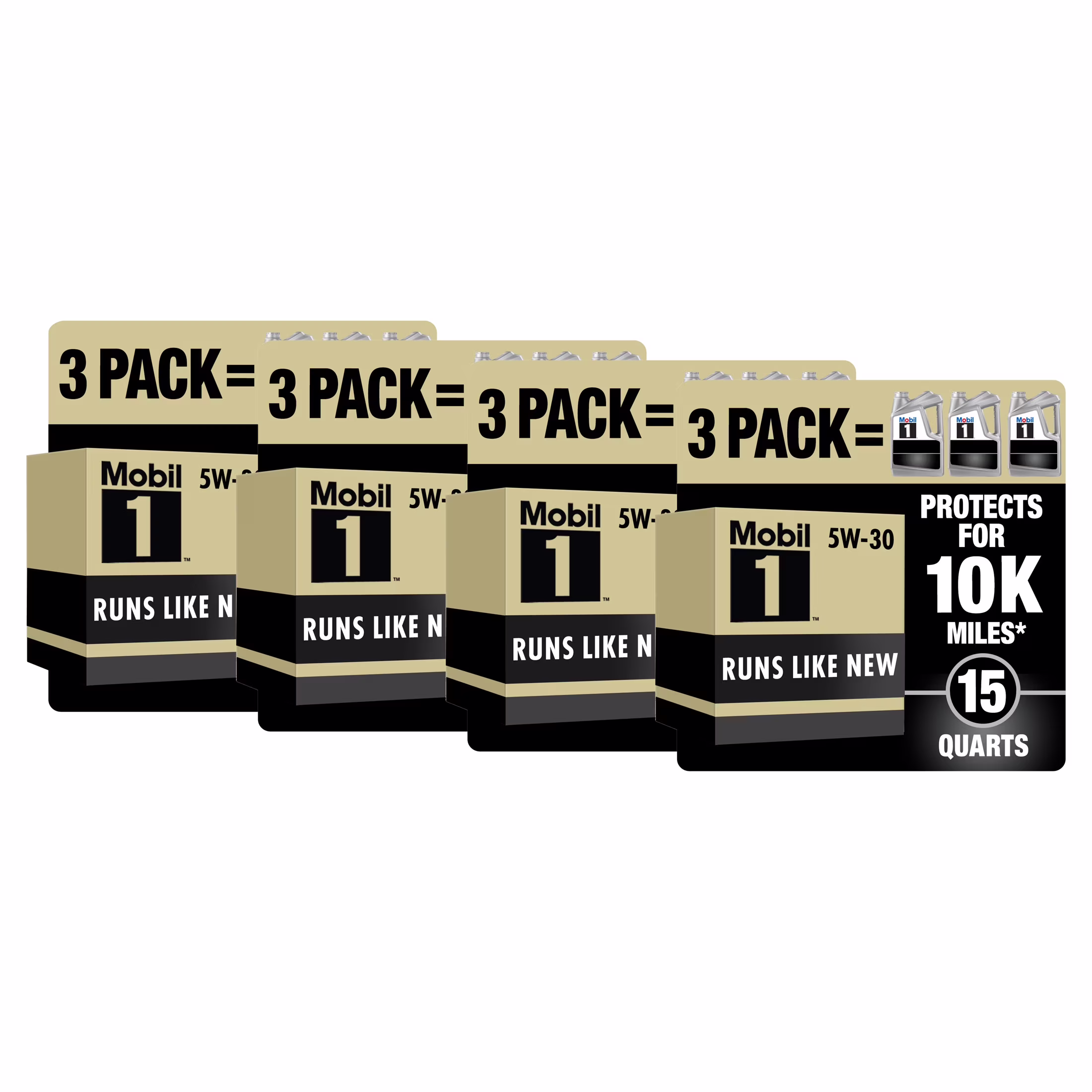 (4 Pack) Mobil 1 Advanced Full Synthetic Motor Oil 5W - 30, 5 Quart (Pack of 3)