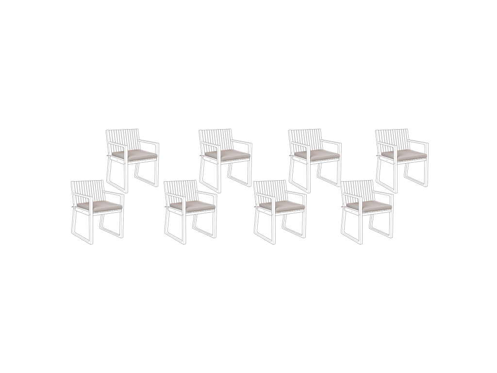 Conjunto de 8 cojines de poliéster gris pardo para silla de jardín SASSARI