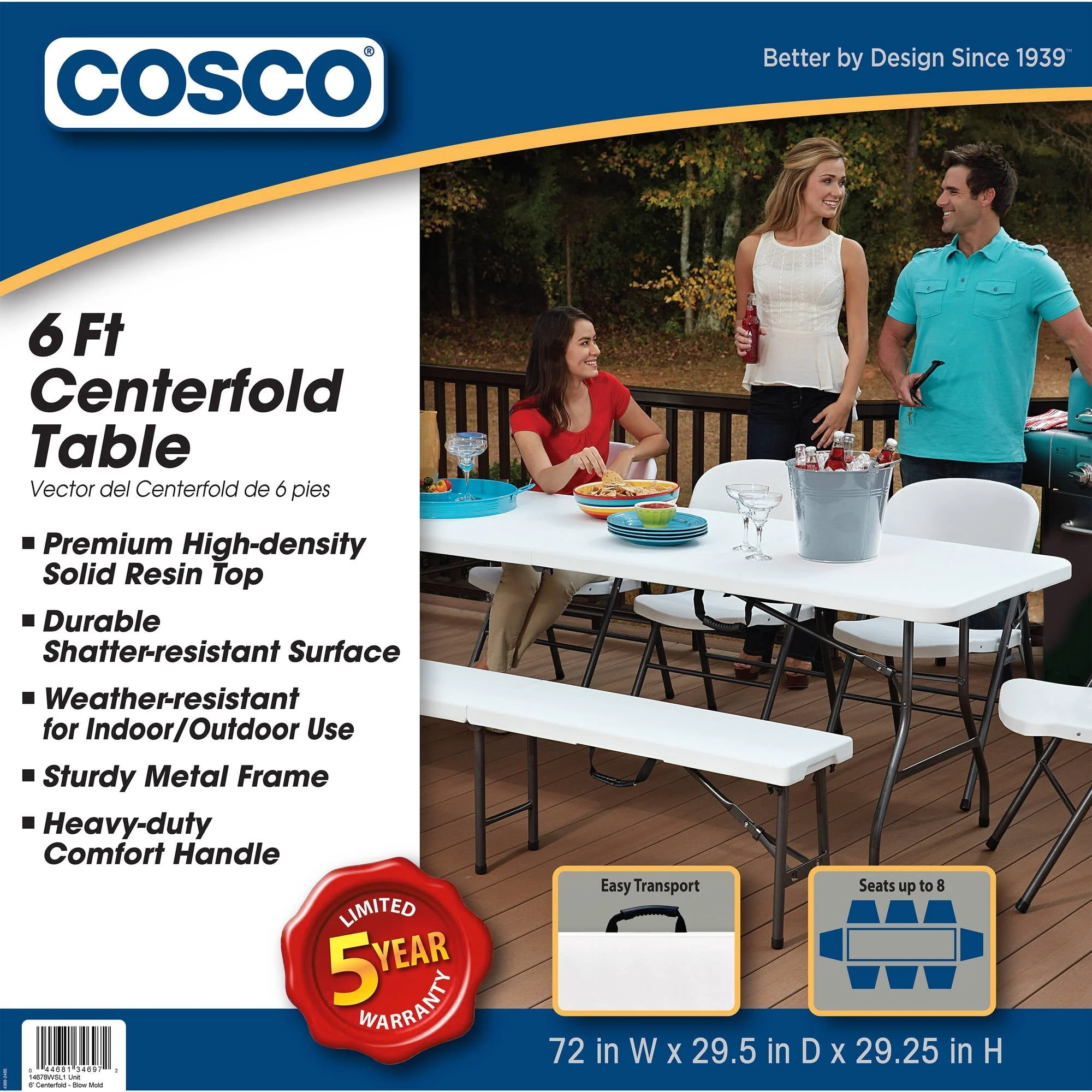 Cosco 6 Foot Centerfold Folding Table, Black - Image 22