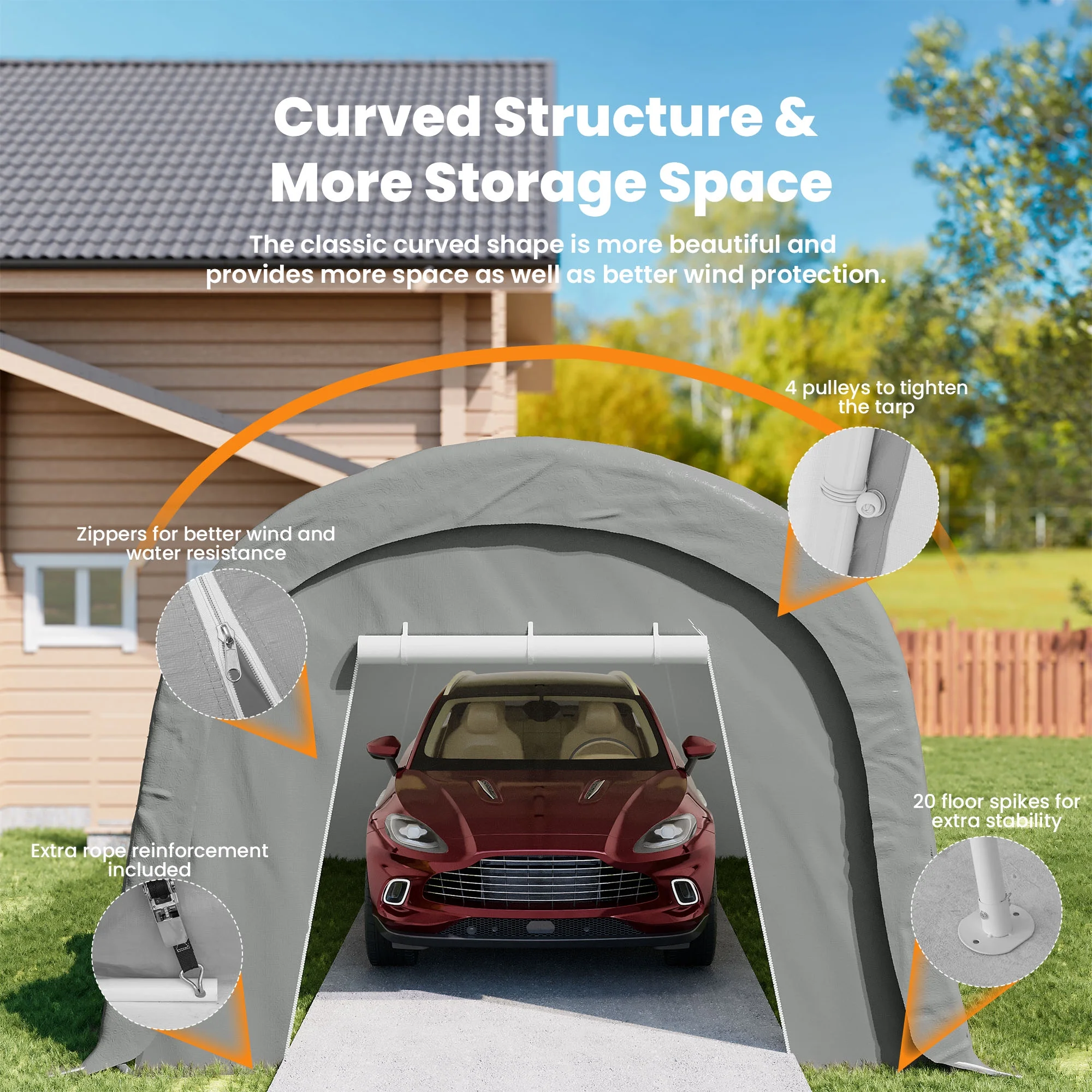COSIEST 10'x20'Heavy Duty Carport ,Portable Outdoor Canopy Garage with Waterproof PE Roof and Steel Frame - Image 11