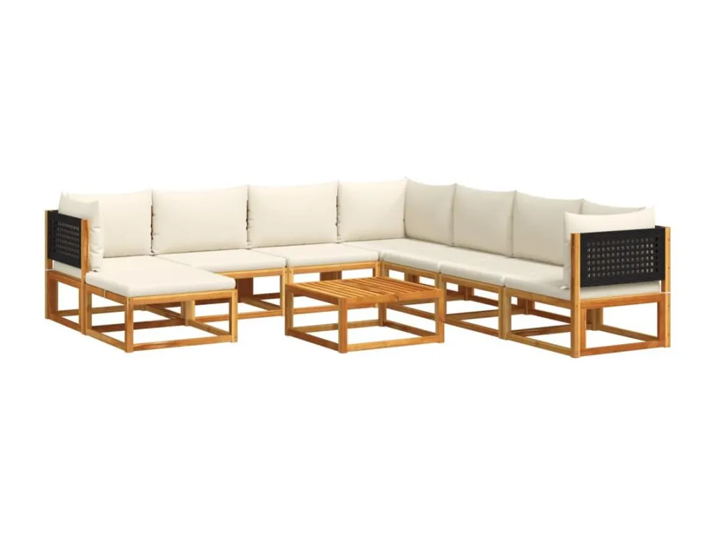 Set de sofás de pequeño jardín con cojines 9 pzas Vivirsingular maciza Vivirsingular meix84916