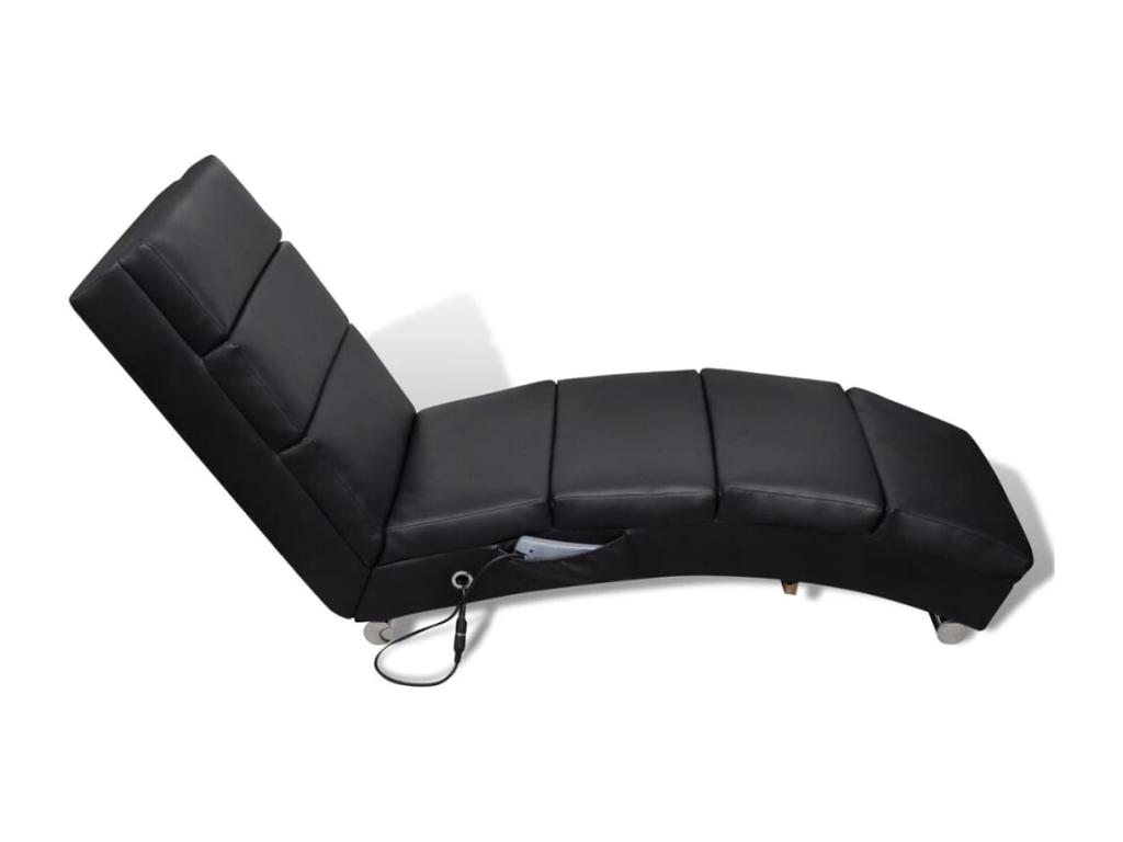 Sillón de masaje de piel sintética negro