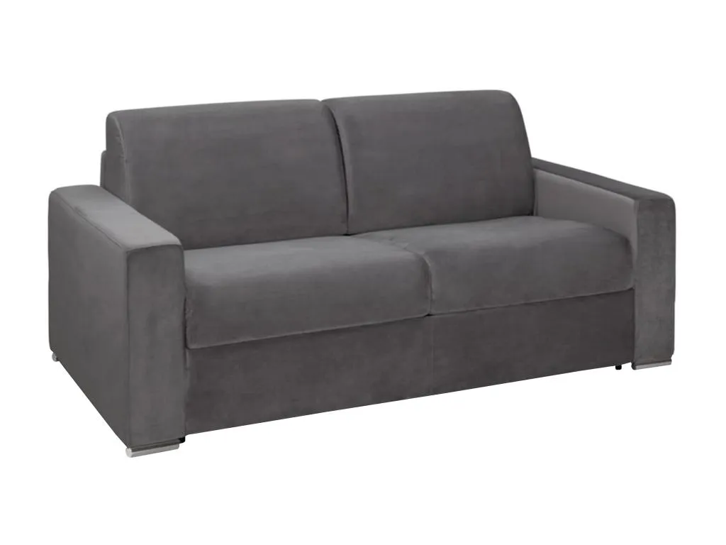Sofá cama de 3 plazas tipo italiano de terciopelo Mueblestop - Antracita - Cama de 140 cm - Colchón de 22 cm con memoria de forma SGBI07431