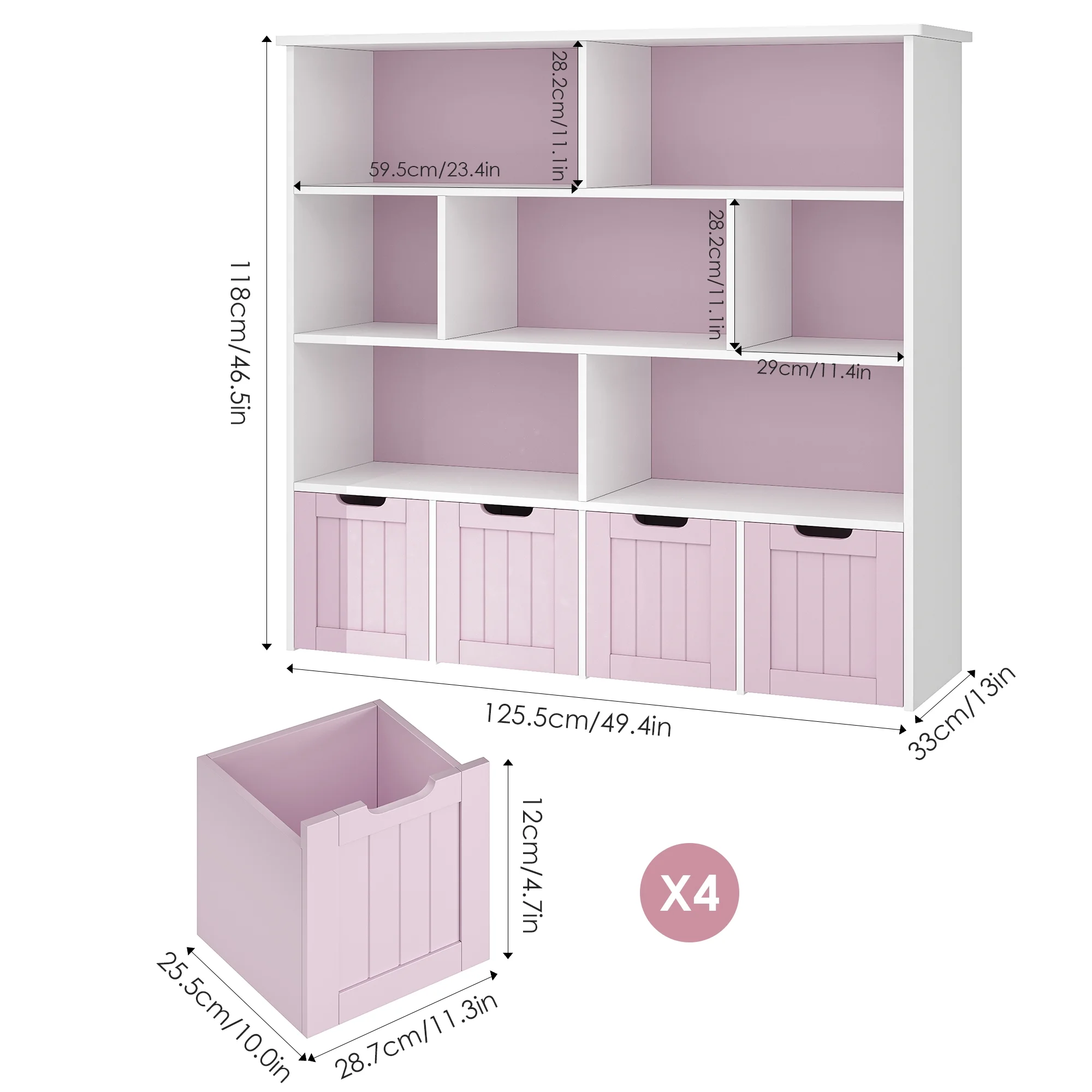 Homfa 7 Cube Toy Storage Organizer, Kids Geometric Bookcase and Bookshelf with 4 Drawers, White - Image 25