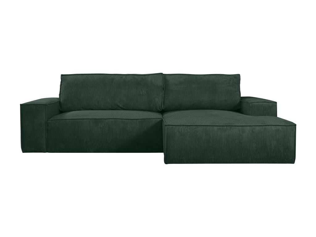 Sofá cama rinconera terciopelo canalé verde pino - ángulo derecho