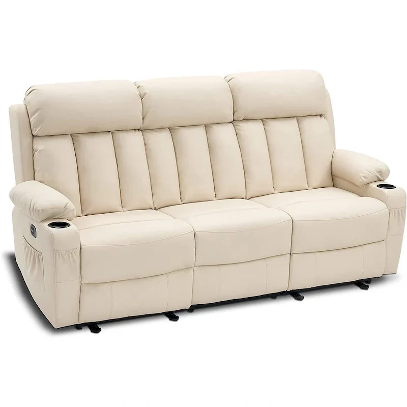 MCombo Faux Leather Electric Reclining Sofa with Heat and Massage - Models 6095/6075/6077