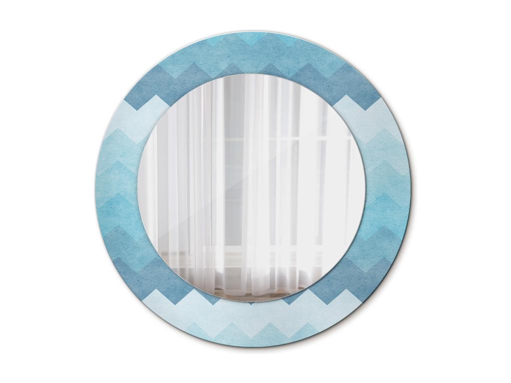 Espejo decorativo redondo - Chevron azul - 50 cm