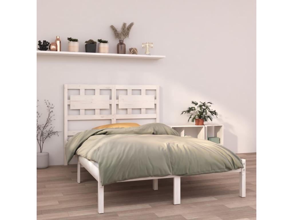 Día y Noche - Día y Noche Estructura de cama doble pequeña madera maciza blanca 120x190cm