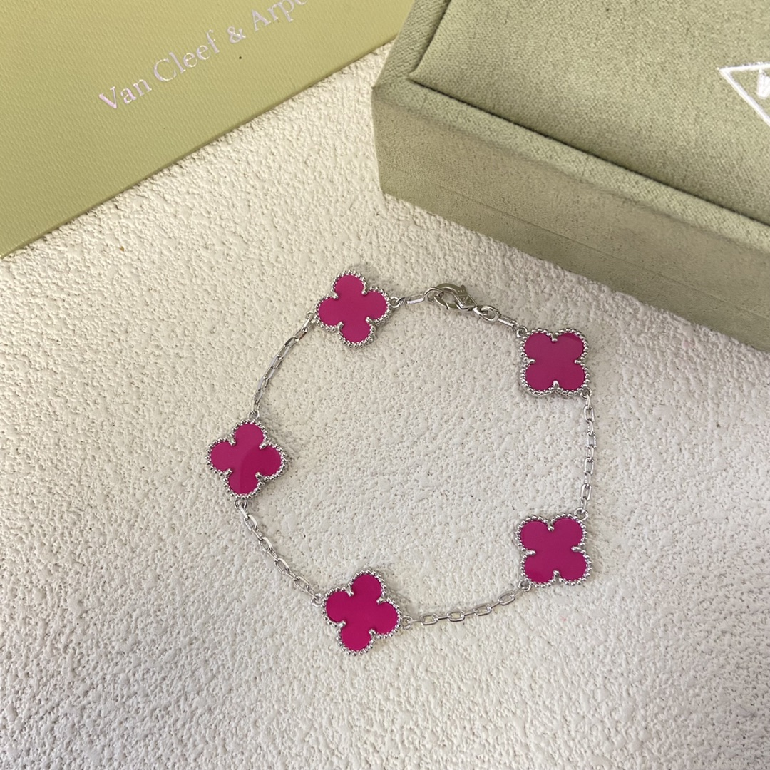 VCA 5 Rose Red Motifs Vintage Alhambra Bracelet - Original Replica Club