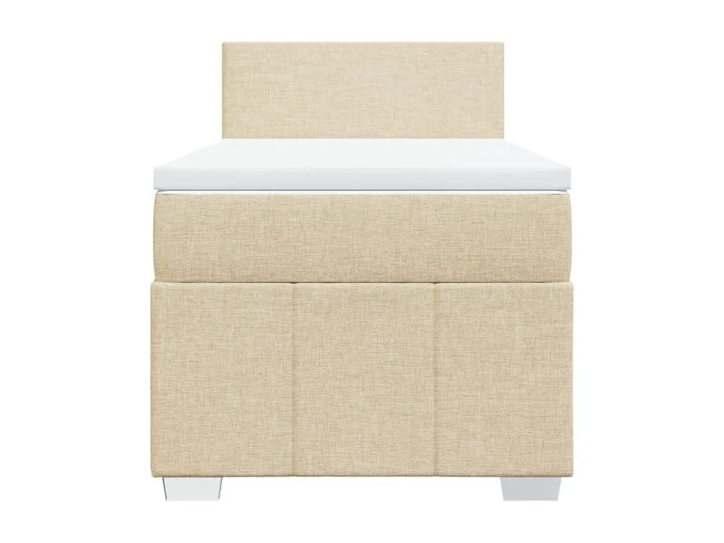 Cama box spring con colchón tela color crema 80x200 cm pmr3519906